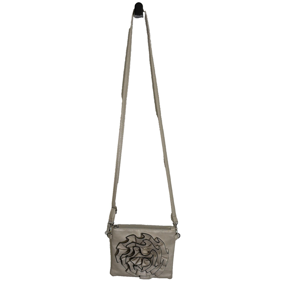 Mellow World Small Crossbody Faux/Vegan Leather Purse With Rosette Floral Detail